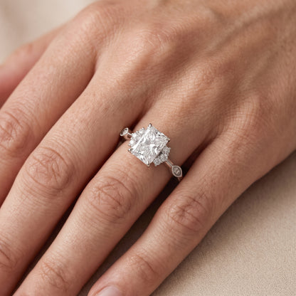 Naomi Vintage Milgrain Radiant Diamond Engagement Ring in White Gold - lifestyle.jpg