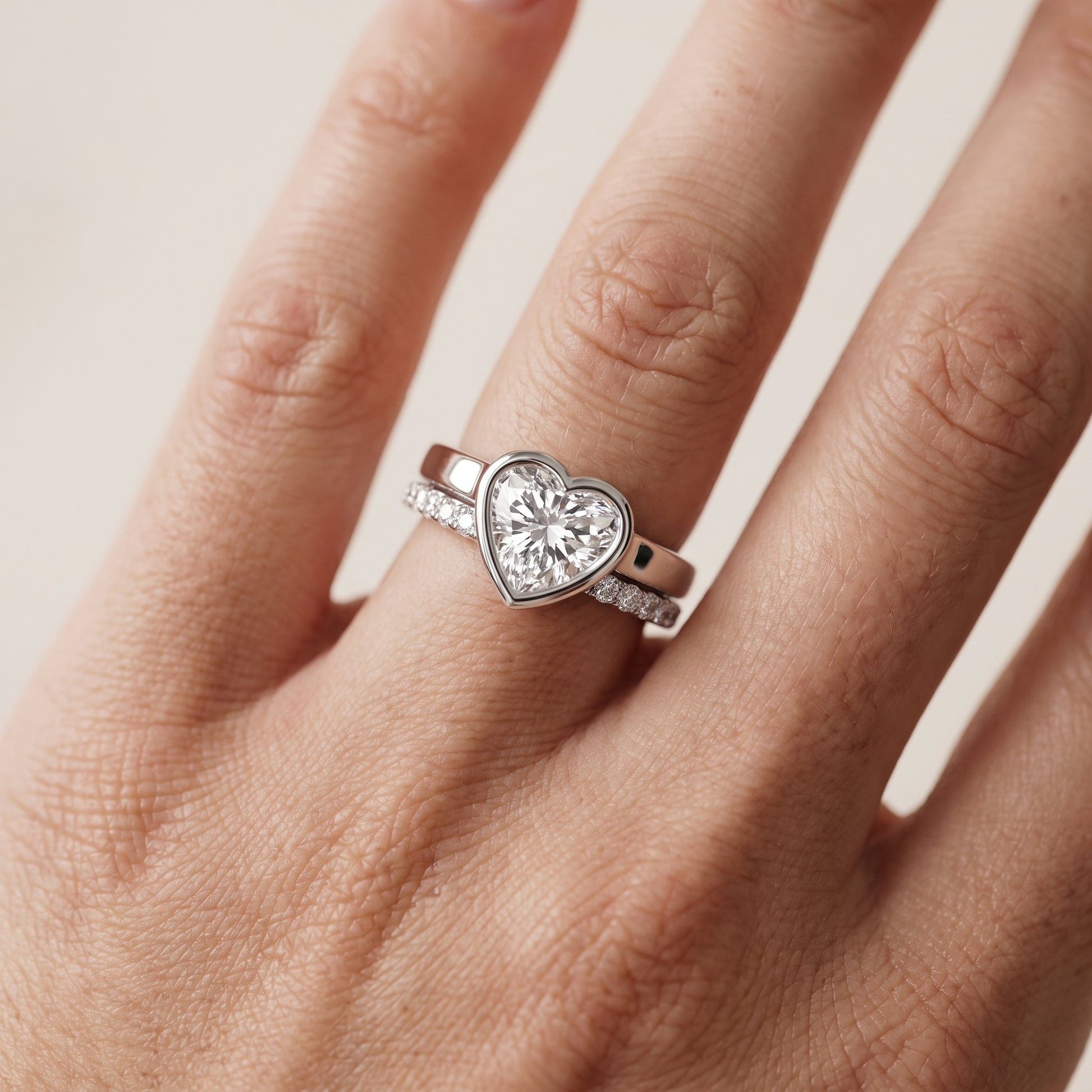 Ayla Bezel Bypass Heart Diamond Ring in White Gold - lifestyle.jpg