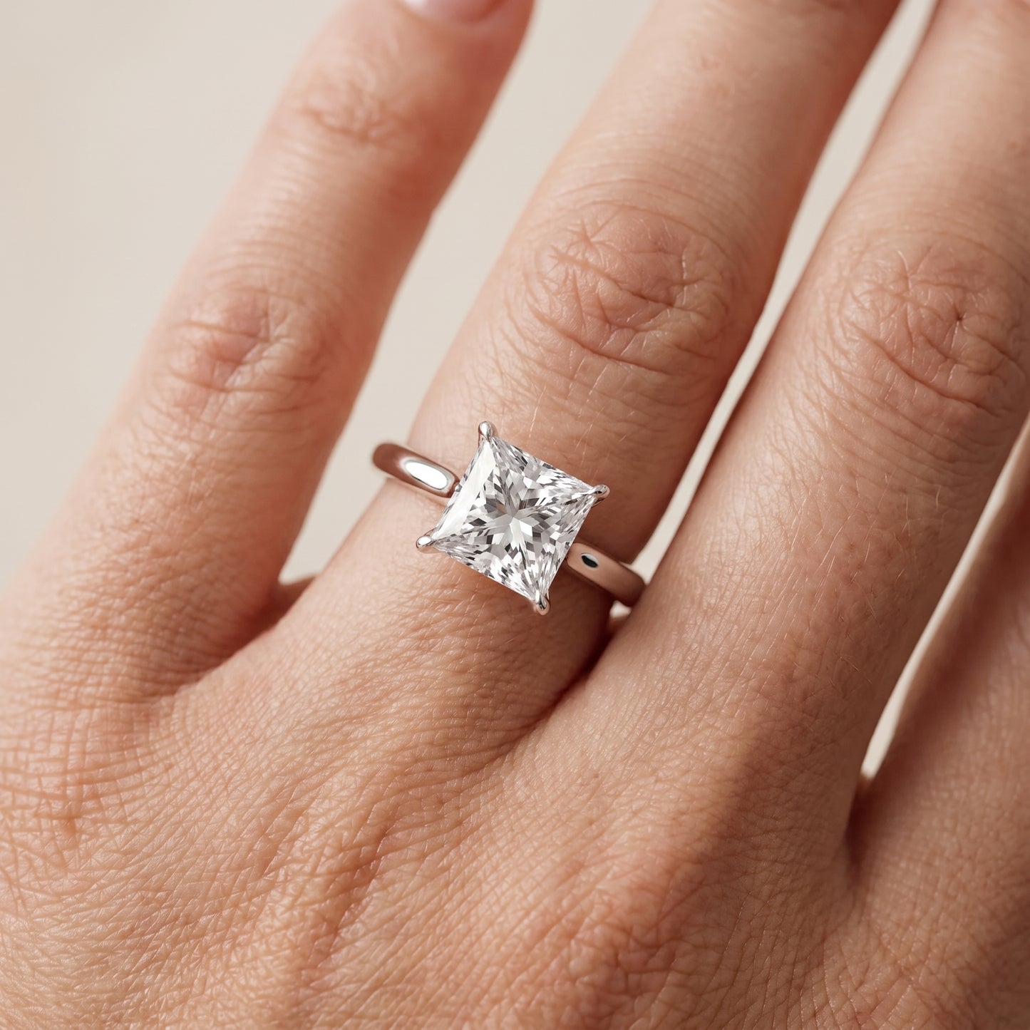 Evie Solitaire Six-Prong Princess Diamond Engagement Ring in White Gold - lifestyle.jpg
