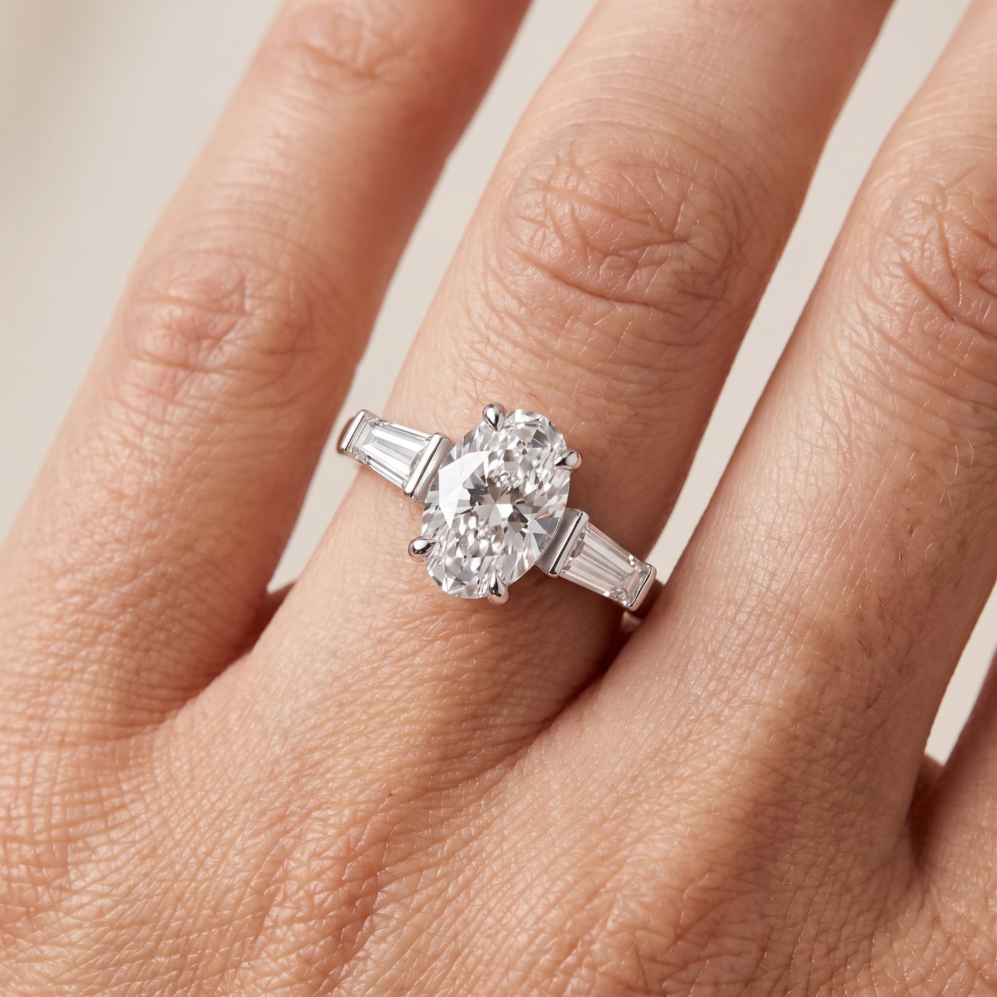 Layla Tapered Baguette Oval Diamond Ring in White Gold - lifestyle.jpg