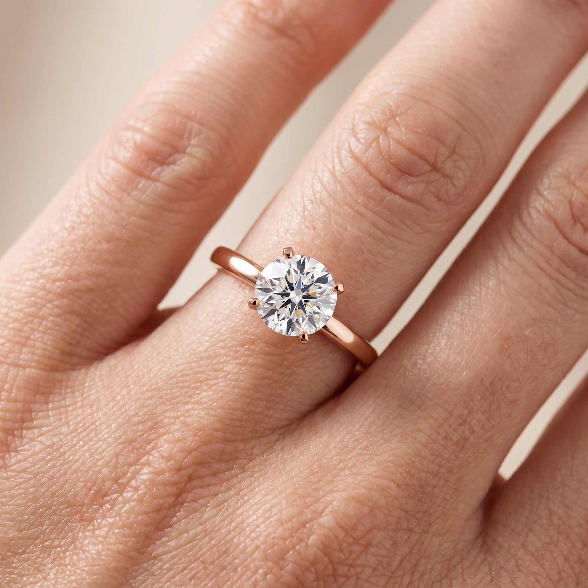 Liana Solitaire Claw Prong Round Diamond Engagement Ring in Rose Gold - lifestyle.jpg