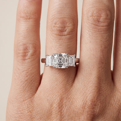 Zoe Three-Stone Asscher Diamond Ring in White Gold - lifestyle.jpg