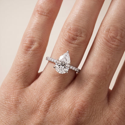 Ione Solitaire Pavé Pear Diamond Engagement Ring in White Gold - lifestyle.jpg