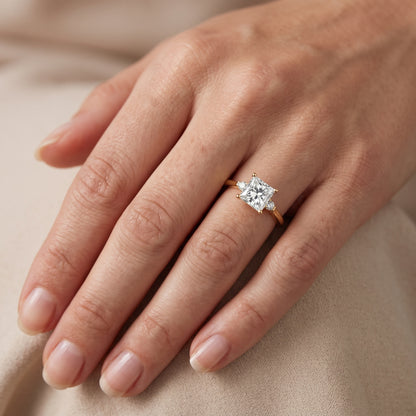 Micaela Three-Stone Princess Diamond Engagement Ring in White Gold - lifestyle.jpg