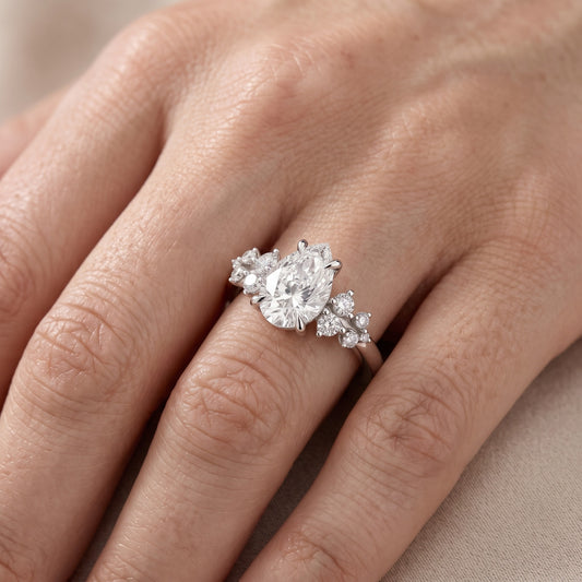 Mirabelle Cluster Pear Diamond Engagement Ring in Platinum - lifestyle.jpg
