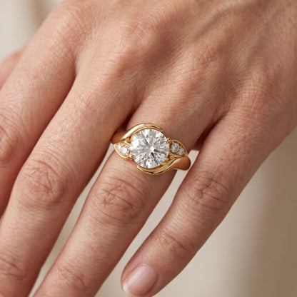 Inez Leaf Bypass Round Diamond Engagement Ring in Silver - lifestyle.jpg