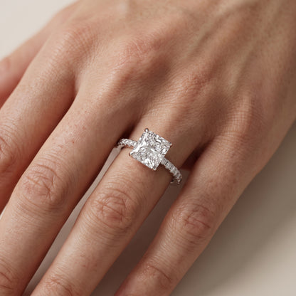 Ione Solitaire Pavé Radiant Diamond Engagement Ring in Silver - lifestyle.jpg