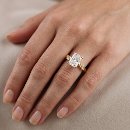 Robin Leaf Twist Radiant Diamond Engagement Ring in Silver - lifestyle.jpg