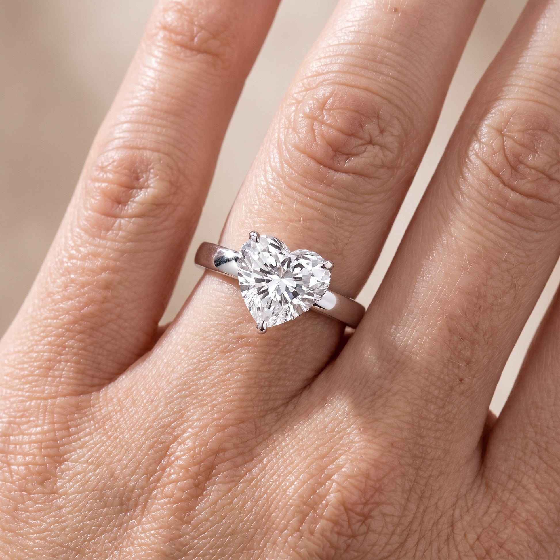 Lara Hidden Halo Heart Diamond Engagement Ring in Silver - lifestyle.jpg