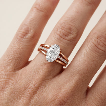 Scarlett Split Shank Pavé Oval Diamond Ring in Rose Gold - lifestyle.jpg
