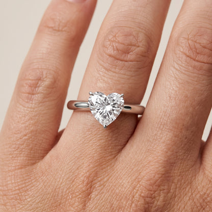 Evie Solitaire Six-Prong Heart Diamond Engagement Ring in Silver - lifestyle.jpg
