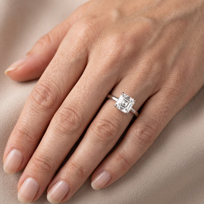 Charlotte Charm Solitaire Asscher Diamond Engagement Ring in Silver - lifestyle.jpg
