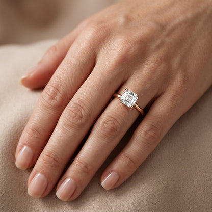 Charlotte Charm Solitaire Asscher Diamond Engagement Ring in Rose Gold - lifestyle.jpg