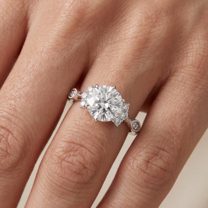 Naomi Vintage Milgrain Round Diamond Engagement Ring in Silver - lifestyle.jpg