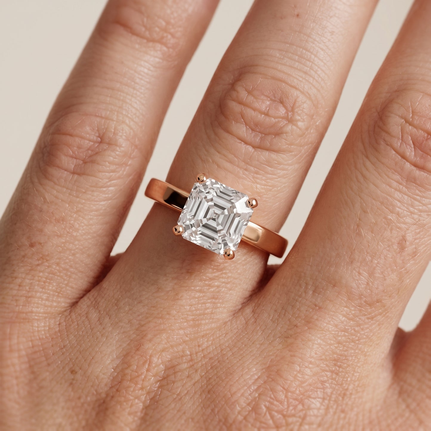 Delia Solitaire Asscher Diamond Engagement Ring in Rose Gold - lifestyle.jpg