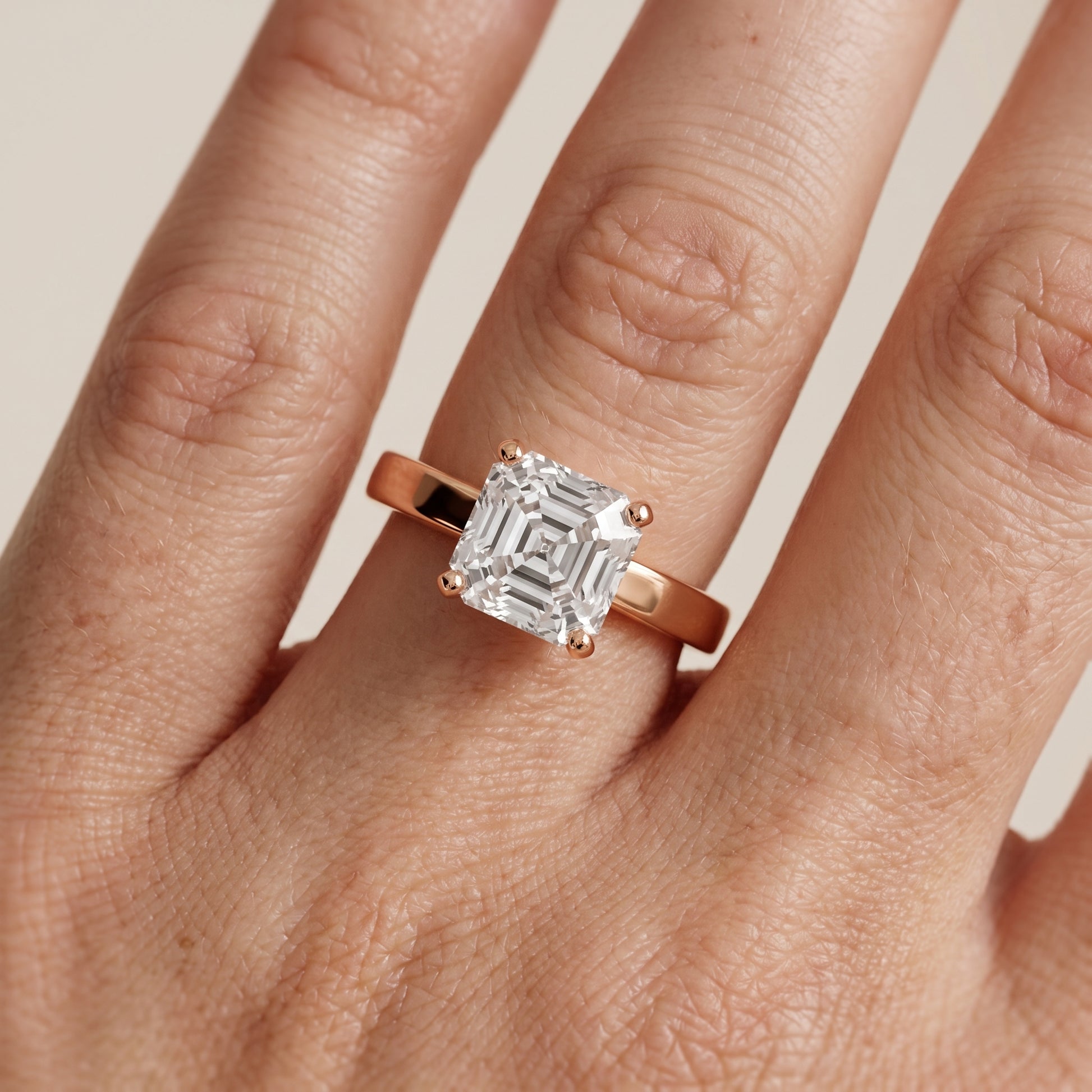 Delia Solitaire Asscher Diamond Engagement Ring in Rose Gold - lifestyle.jpg