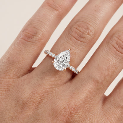 Thea Hidden Halo Pavé Pear Diamond Engagement Ring in Rose Gold - lifestyle.jpg