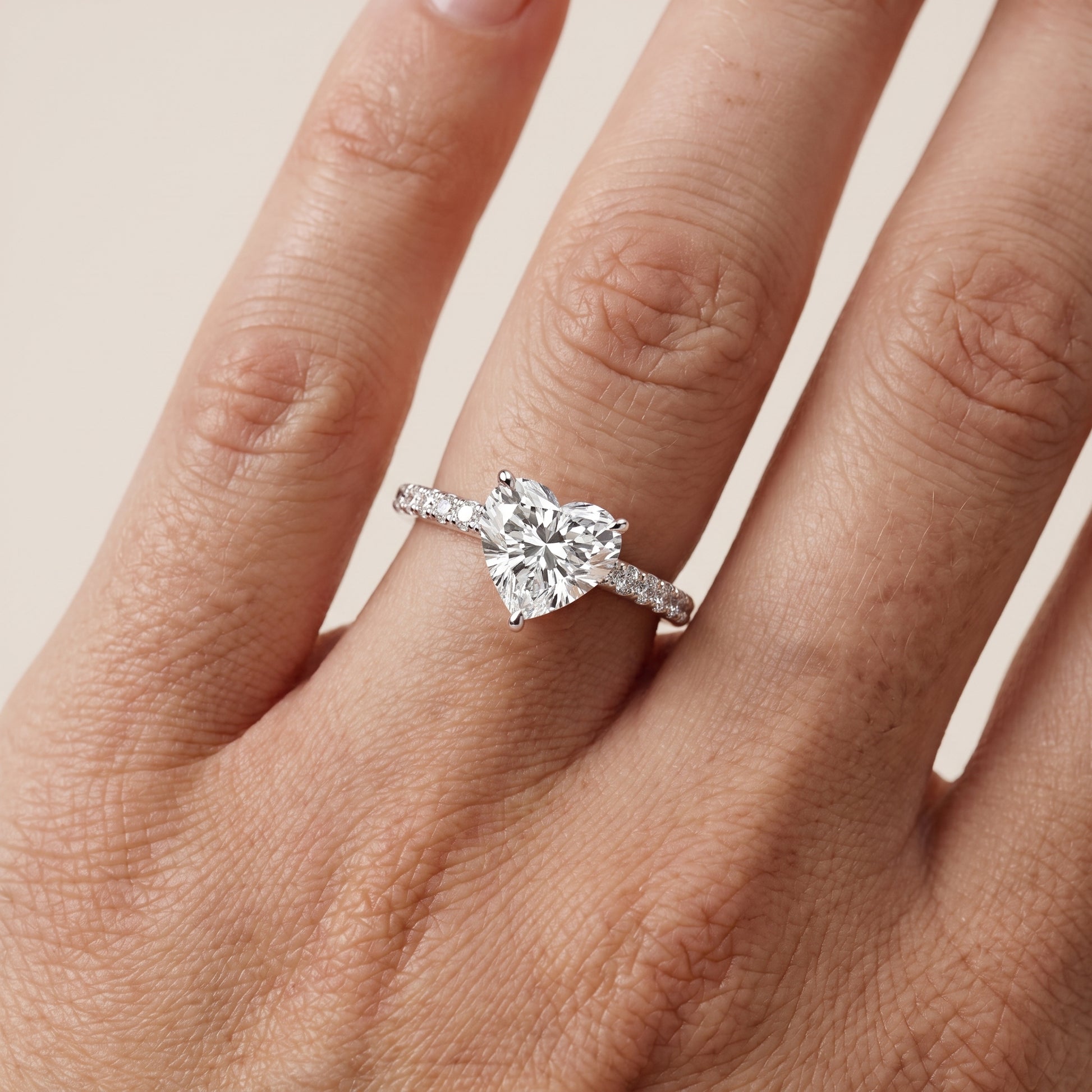 Thea Hidden Halo Pavé Heart Diamond Engagement Ring in Silver - lifestyle.jpg