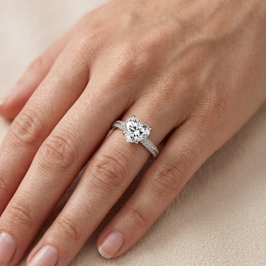 Meredith Knife Edge Pavé Heart Diamond Engagement Ring in Platinum - lifestyle.jpg