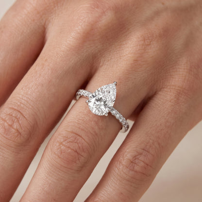 Aisha Pavé Solitaire Pear Diamond Engagement Ring in White Gold - lifestyle.jpg