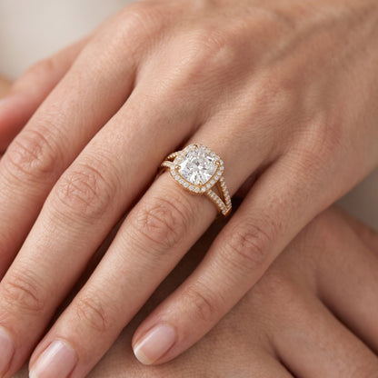 Nola Halo Split Shank Cushion Diamond Engagement Ring in White Gold - lifestyle.jpg