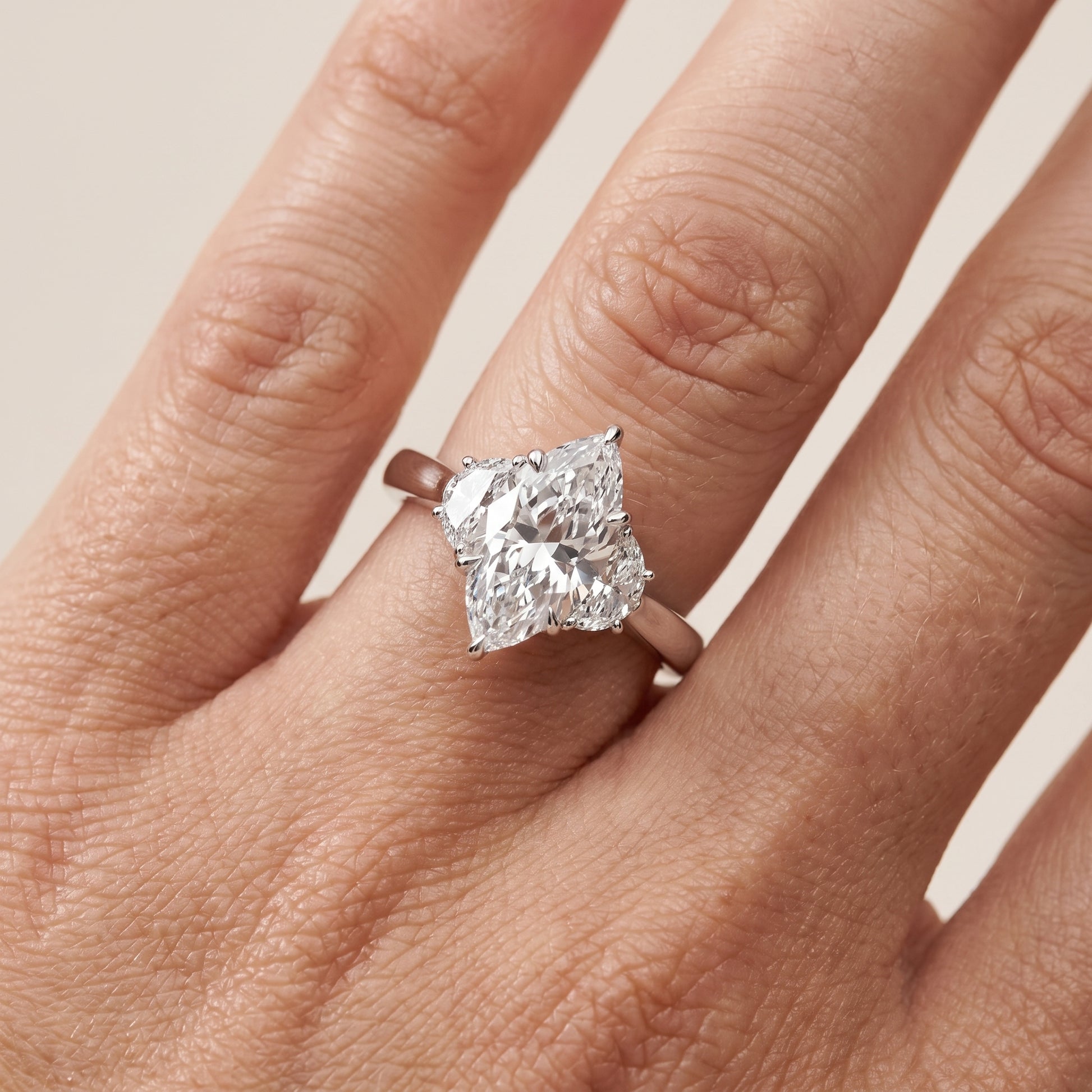 Romy Three-Stone Marquise Diamond Engagement Ring in White Gold - lifestyle.jpg