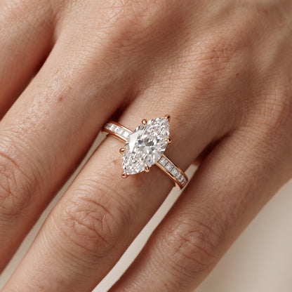 Maren Sidestone Channel Set Marquise Diamond Engagement Ring in Rose Gold - lifestyle.jpg