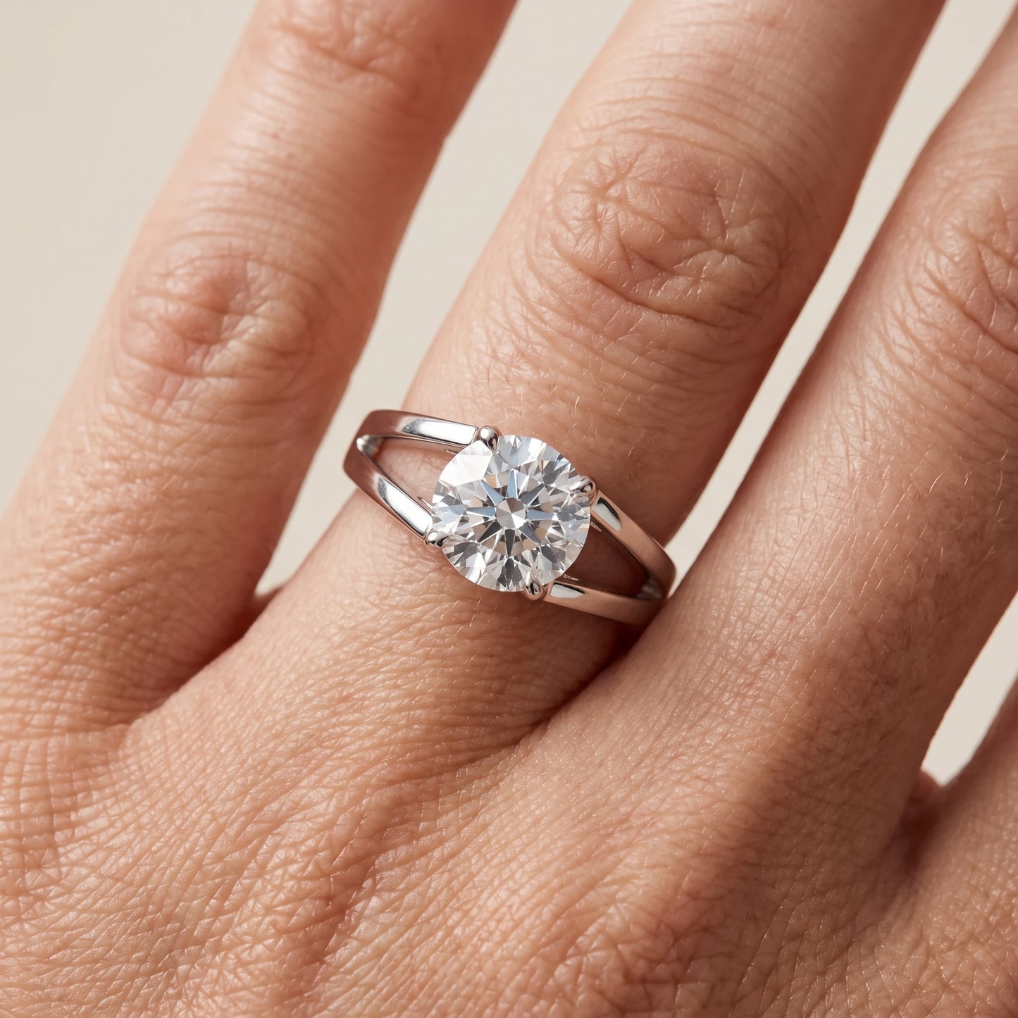 Giselle Solitaire Split Shank Round Diamond Engagement Ring in White Gold - lifestyle.jpg