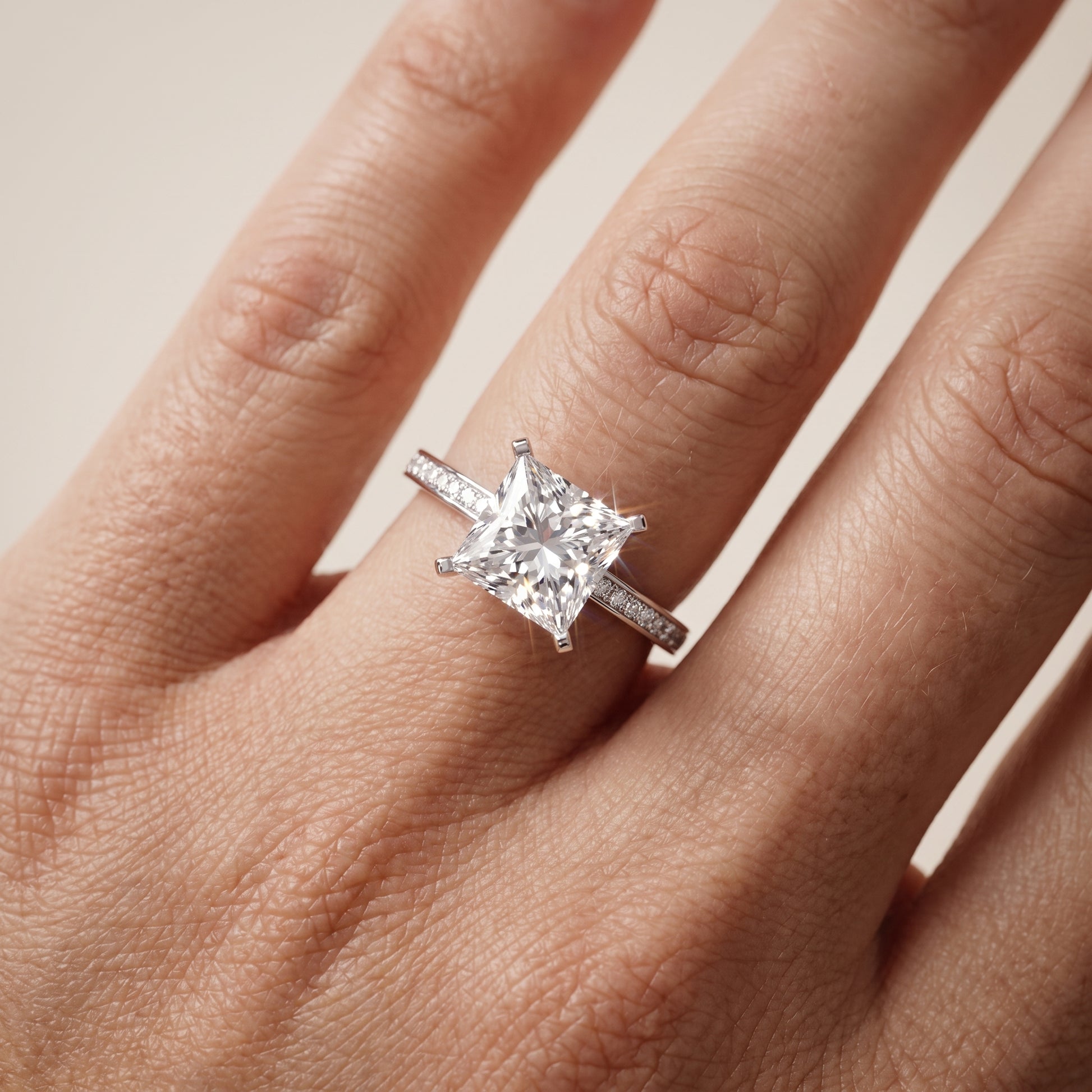 Naia Hidden Halo Princess Diamond Ring in Silver - lifestyle.jpg