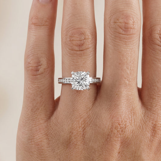 Tessa Solitaire Channel Set Cushion Diamond Engagement Ring in White Gold - lifestyle.jpg