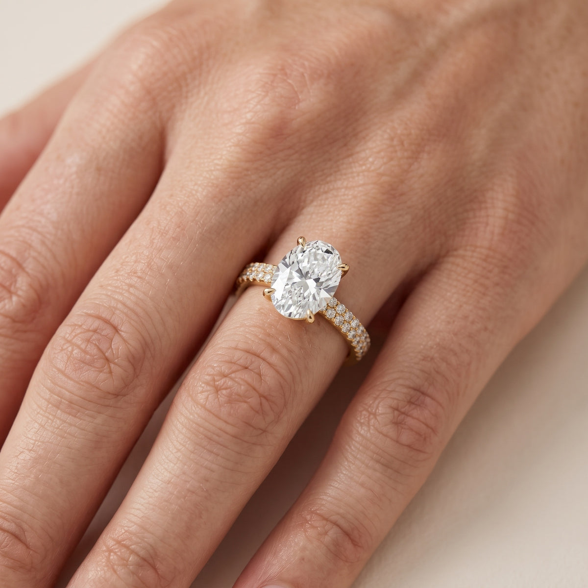 Sirena Micropavé Oval Diamond Engagement Ring in White Gold - lifestyle.jpg