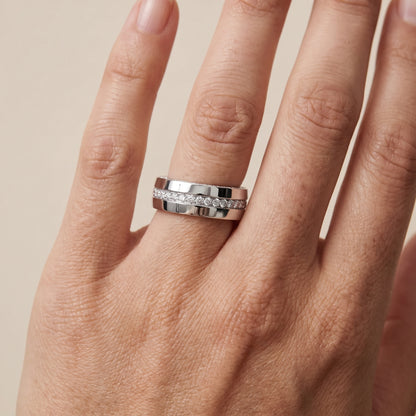 Lillian Micropavé Round Diamond Eternity Band in White Gold - lifestyle.jpg