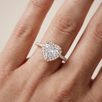 Sophie Halo Pavé Heart Diamond Ring in Rose Gold - lifestyle.jpg