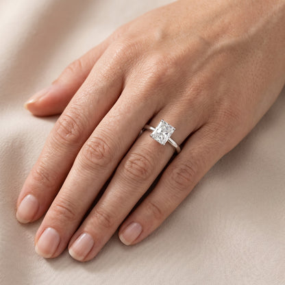 Charlotte Charm Solitaire Radiant Diamond Engagement Ring in White Gold - lifestyle.jpg