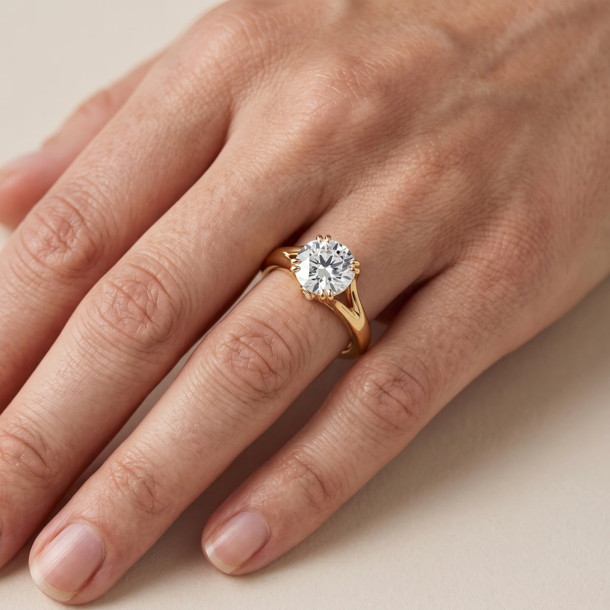 Jillian Solitaire Split Shank Round Diamond Engagement Ring in Silver - lifestyle.jpg