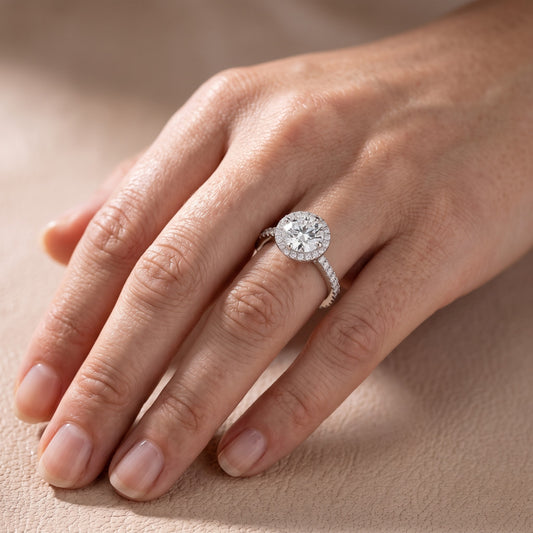 Rosemary Halo Pavé Round Diamond Engagement Ring in Platinum - lifestyle.jpg