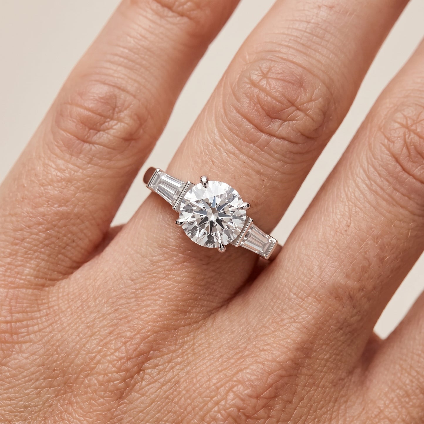 Zelda Tapered Baguette Round Diamond Engagement Ring in Silver - lifestyle.jpg