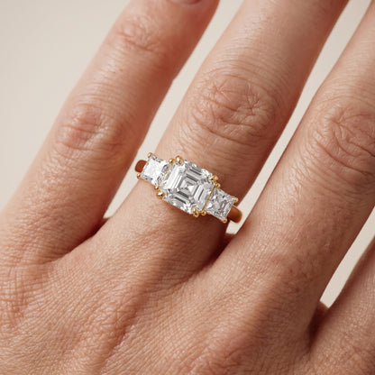 Sienna Three-Stone Asscher Diamond Ring in Yellow Gold - lifestyle.jpg