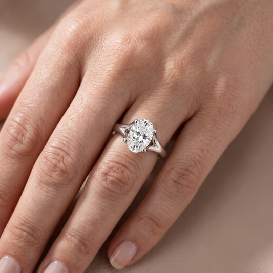 Nell Split Shank Solitaire Oval Diamond Engagement Ring in White Gold - lifestyle.jpg