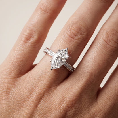 Rhea Sidestone Pavé Marquise Diamond Engagement Ring in Platinum - lifestyle.jpg