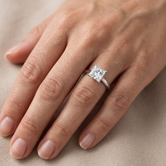 Matilda Cathedral Solitaire Princess Diamond Engagement Ring in White Gold - lifestyle.jpg