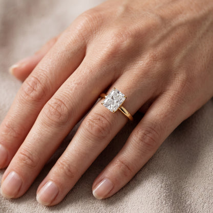 Serena Blossom Solitaire Radiant Diamond Engagement Ring in Yellow Gold - lifestyle.jpg