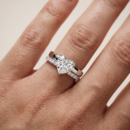 Veda Split Shank Pavé Heart Diamond Engagement Ring in White Gold - lifestyle.jpg