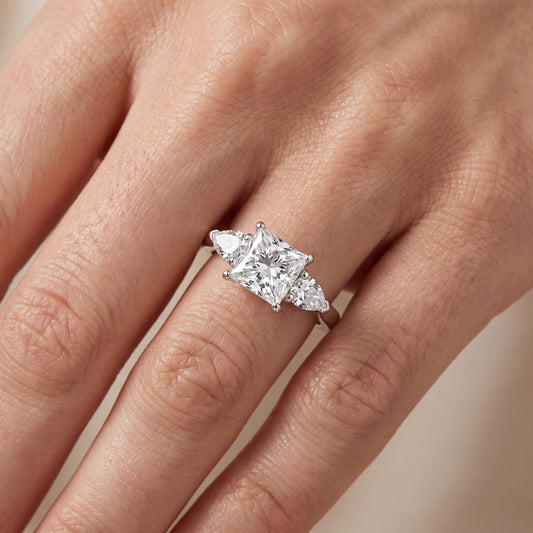 Mirabel Three-Stone Princess Diamond Engagement Ring in White Gold - lifestyle.jpg