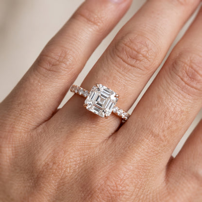 Gia Hidden Halo Pavé Asscher Diamond Ring in Rose Gold - lifestyle.jpg