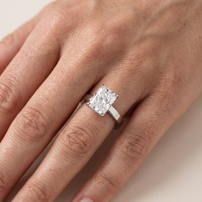 Lara Hidden Halo Radiant Diamond Engagement Ring in Silver - lifestyle.jpg