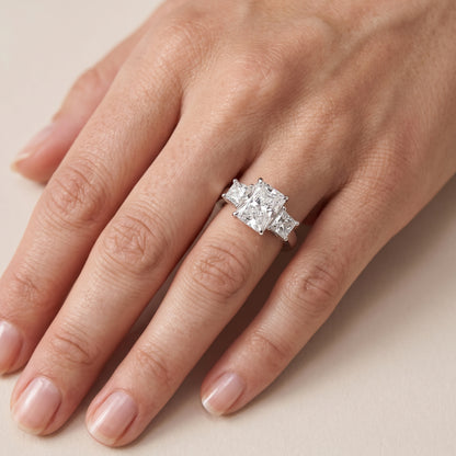 Sienna Three-Stone Radiant Diamond Engagement Ring in Platinum - lifestyle.jpg