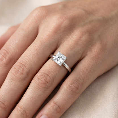 Serena Blossom Solitaire Princess Diamond Engagement Ring in Silver - lifestyle.jpg