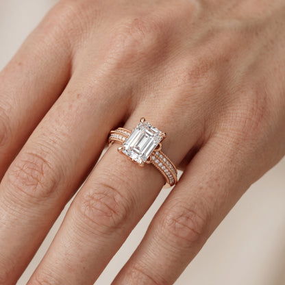 Indie Vintage Milgrain Emerald Diamond Engagement Ring in Rose Gold - lifestyle.jpg