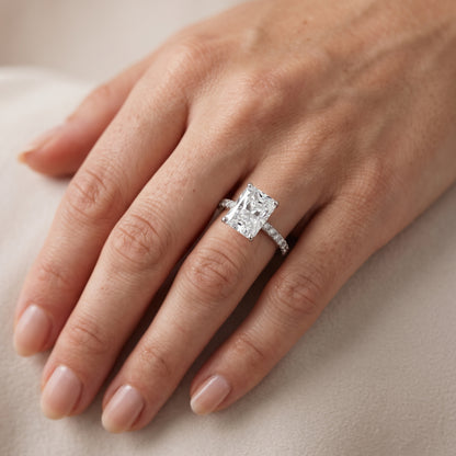 Juna French Pavé Solitaire Radiant Diamond Engagement Ring in White Gold - lifestyle.jpg